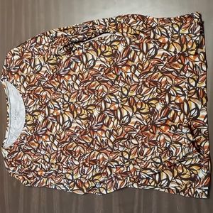 Relativity Long Sleeve Fall Leaf Print Tee XL